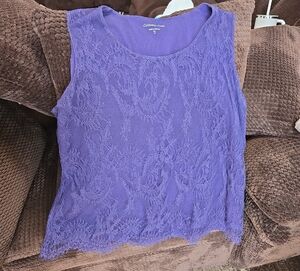 Coldwater Creek Purple  Lace Shell Top